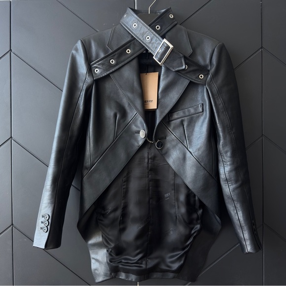 Burberry Jackets & Blazers - Burberry Black Leather Tuxedo Jacket